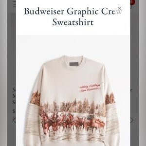 Abercrombie Budweiser Graphic Crew Sweatshirt - Cream. Size M . NWOT